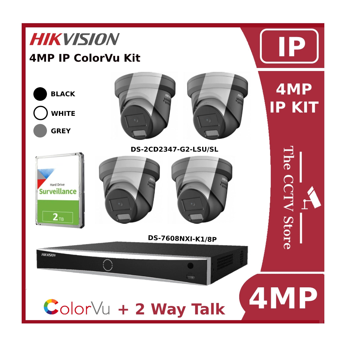 Hikvision 4mp top ip camera kit