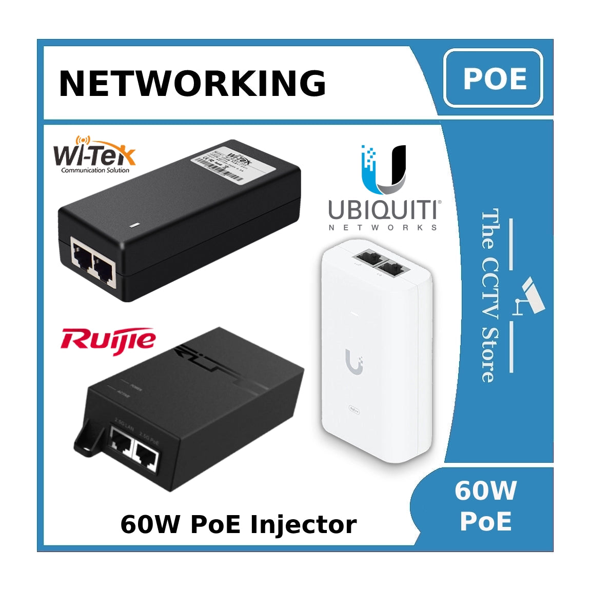 60W POE Injector for Hikvision and Dahua IP PTZ Cameras Ubiquiti