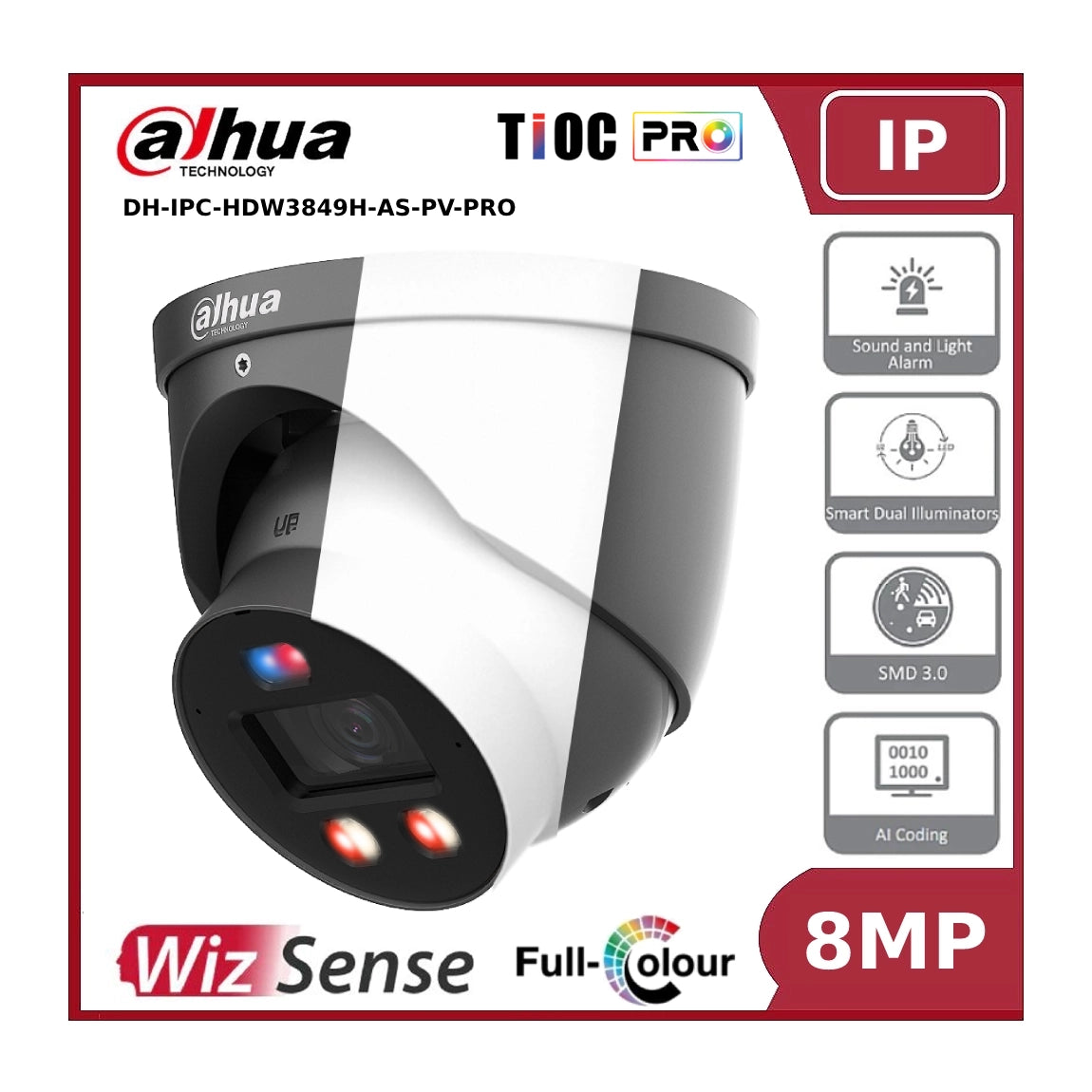 DAHUA Telecamera EyeBall IP 8MP nera IPC HDW3849HP AS PV 0280B S4 B DAHUA Telecamera EyeBall IP 8MP nera IPC HDW3849HP AS PV 0280B S4 B