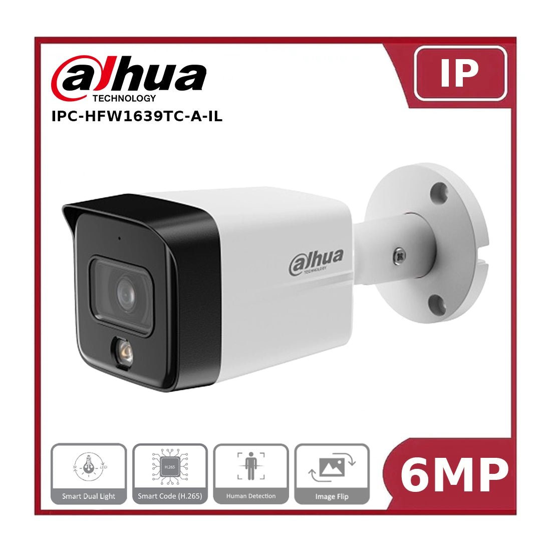 Dahua DH-IPC-HFW1639TC-A-IL 6MP Entry Smart Dual Light Fixed-focal Bullet Network Camera