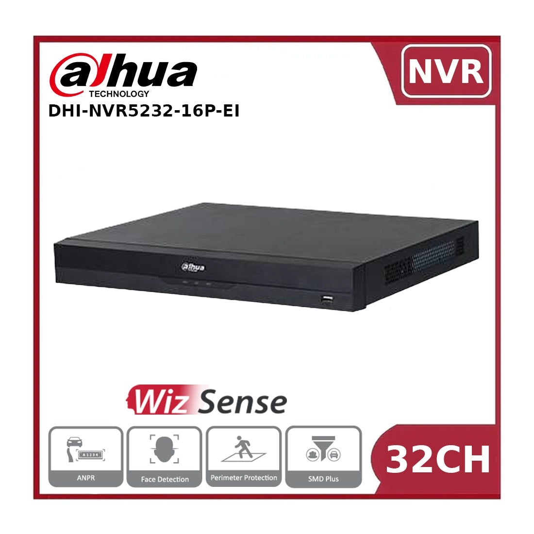 Dahua DHI-NVR5232-16P-EI 32 Channels 16PoE 2HDD WizSense Network Video Recorder