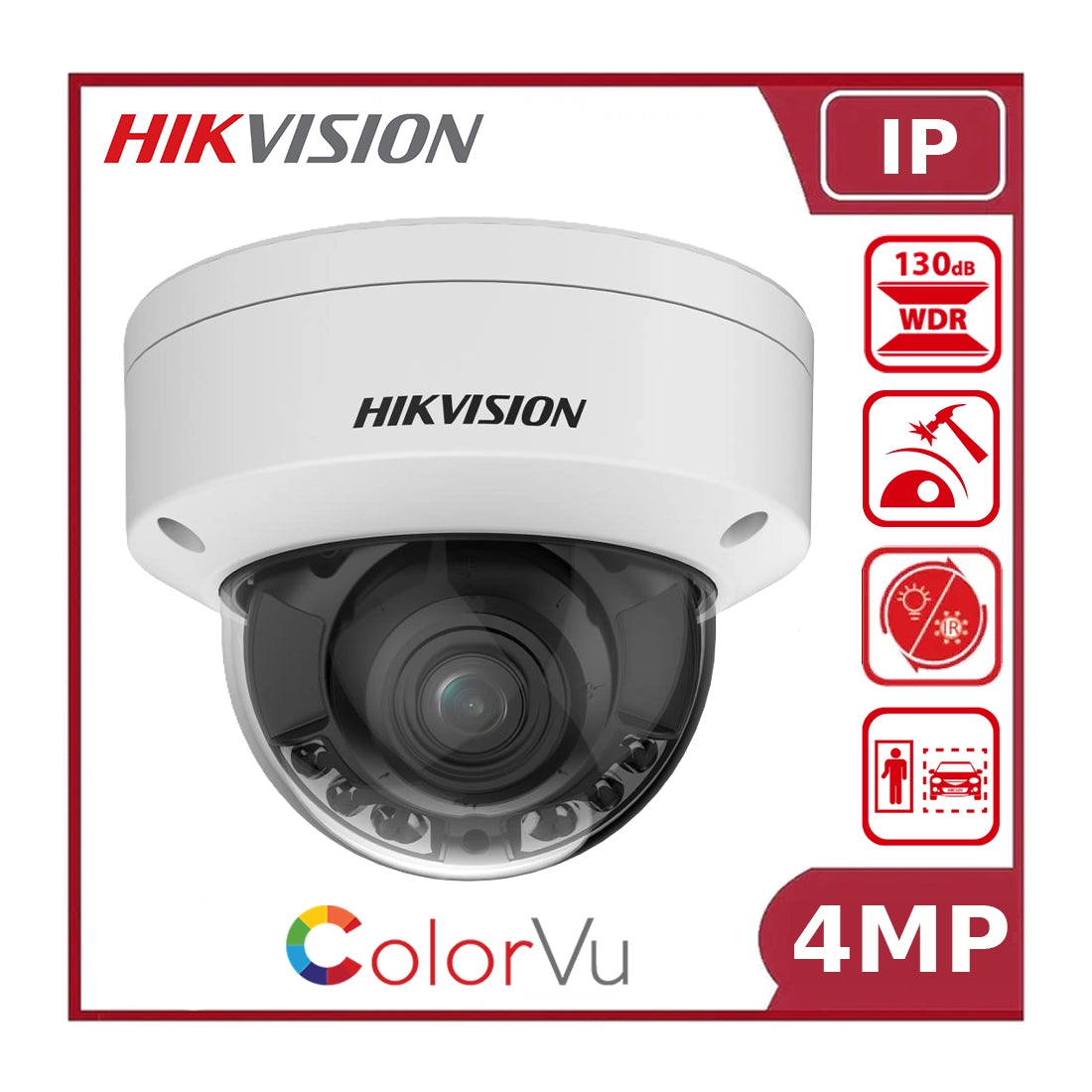 Hikvision DS-2CD2747G2HT-LIZS 4MP Smart Hybrid Light with ColorVu Motorized Varifocal Dome Network Camera - NR