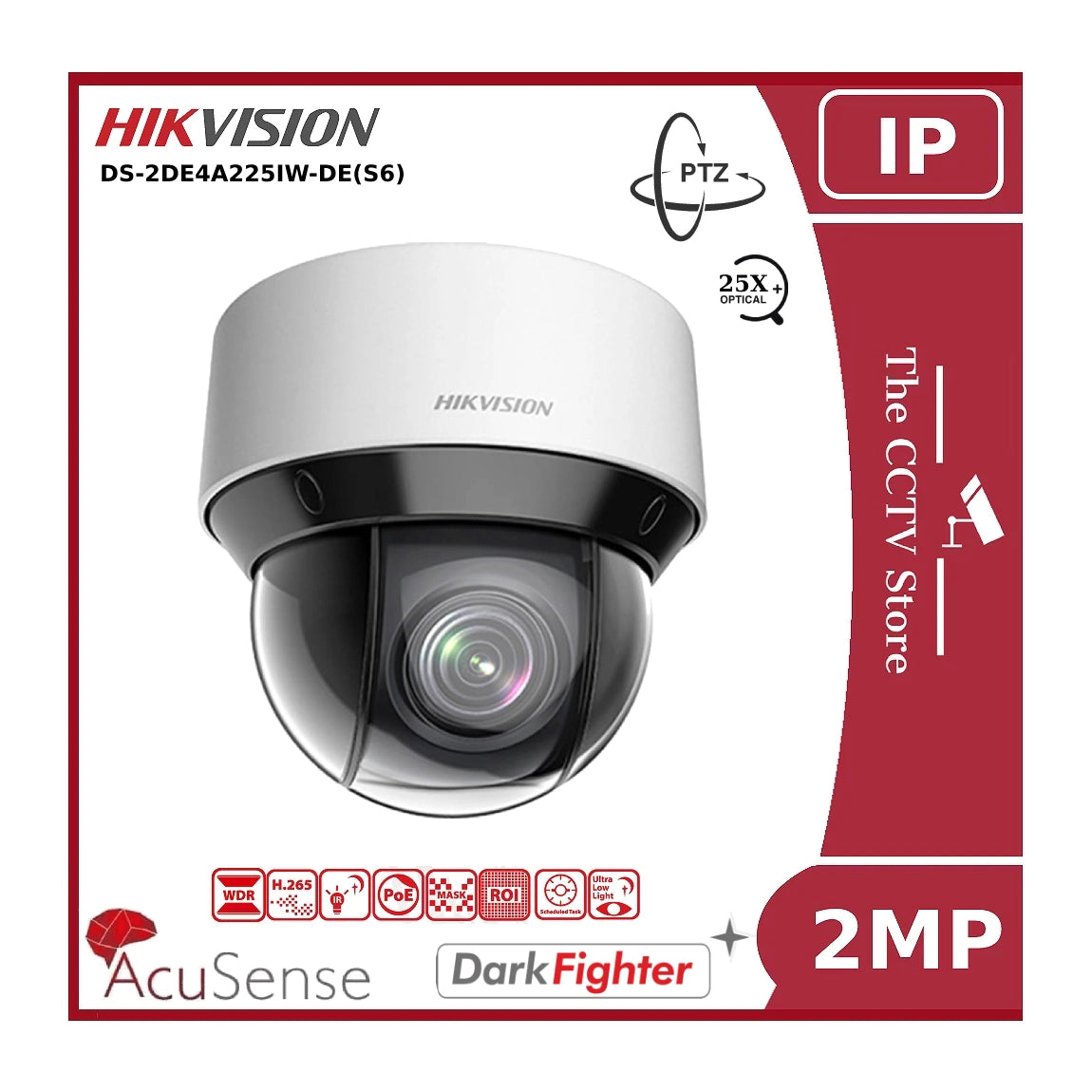 2MP Hikvision DS 2DE4A225IW DE S6 4 inch IP PTZ With 25X Zoom