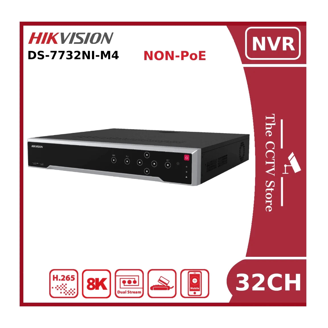 Hikvision DS-7732NI-M4 Non-PoE 32 Channel 12MP 8K NVR With HDD