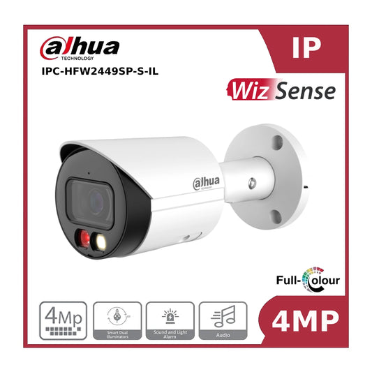 4MP Dahua IPC-HFW2449SP-S-IL Smart Dual Light Fixed-focal Bullet WizSense IP Network Camera With Built In MIC