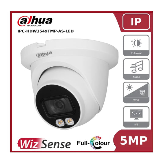 Dahua IPC-HDW3549TMP-AS-LED - 5MP WizSense AI Series Full-Colour IP Turret Camera