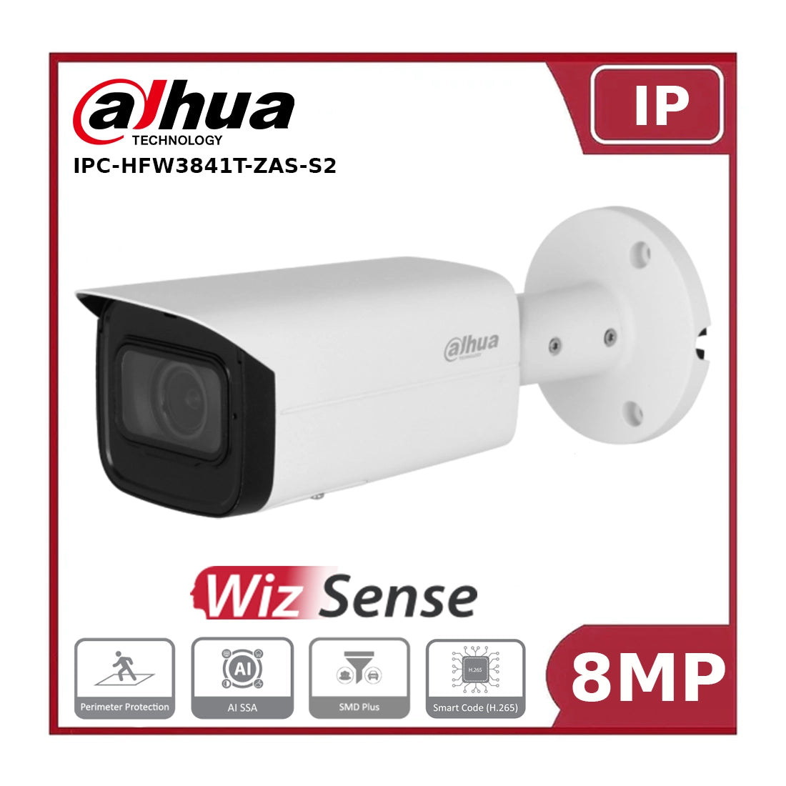 Dahua IPC-HFW3841T-ZAS-S2 8MP IR Vari-focal Bullet WizSense Network Camera
