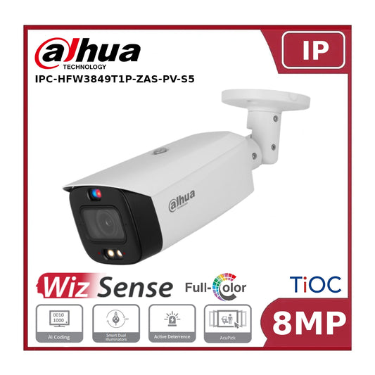 Dahua IPC-HFW3849T1P-ZAS-PV-S5 - 8MP TiOC 3.0 Series Vari-Focal Dual Illuminator Bullet Camera (S5)