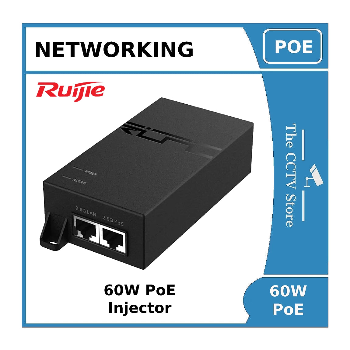 60W POE Injector for Hikvision and Dahua IP PTZ Cameras - Ubiquiti or WiTek or Ruijie