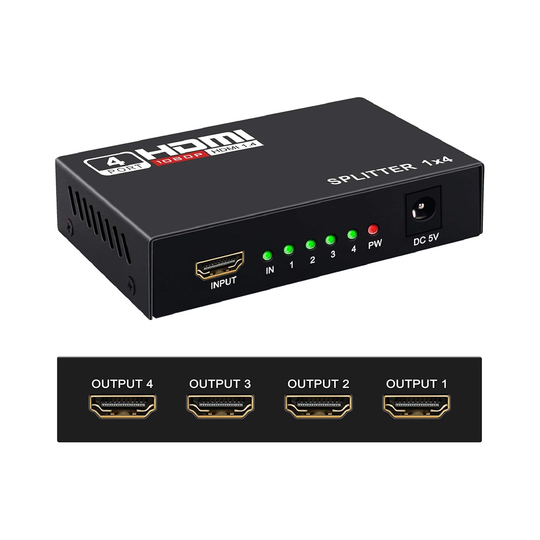 HDMI Splitter 1x4 (1 In 4 Out) for Player, Monitor & Projector