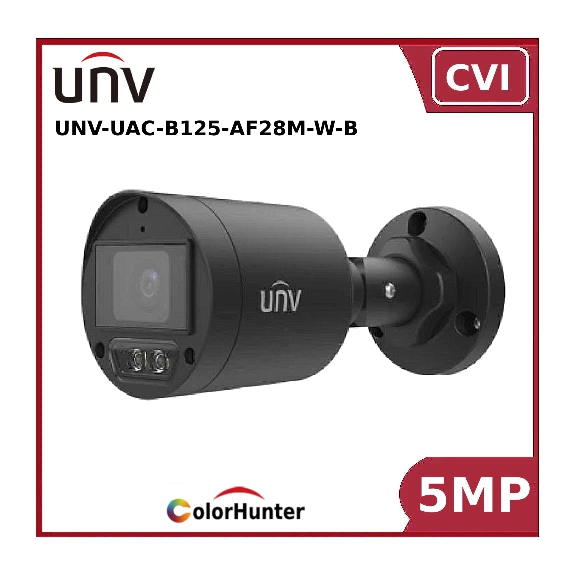 Uniview UAC-B125-AF28M-W 5MP ColorHunter HD Fixed Bullet Analog Camera White/Black