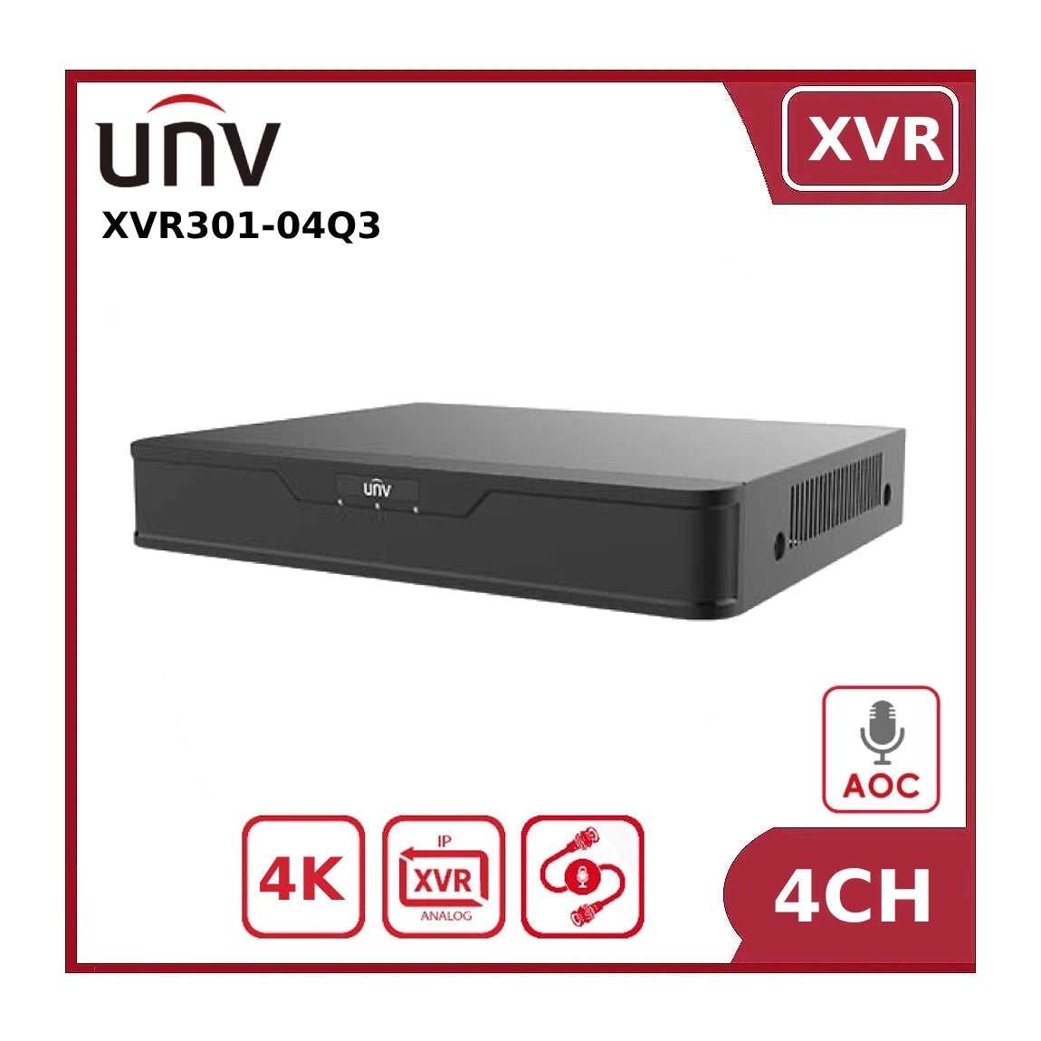 Uniview UNV-XVR301-04Q3 4 Channel upto 8MP 4K Hybrid AoC XVR