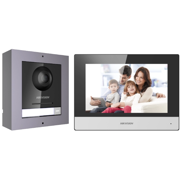 Hikvision DS-KIS602 (B) IP Video Intercom Kit with Screen Intercom and POE Switch