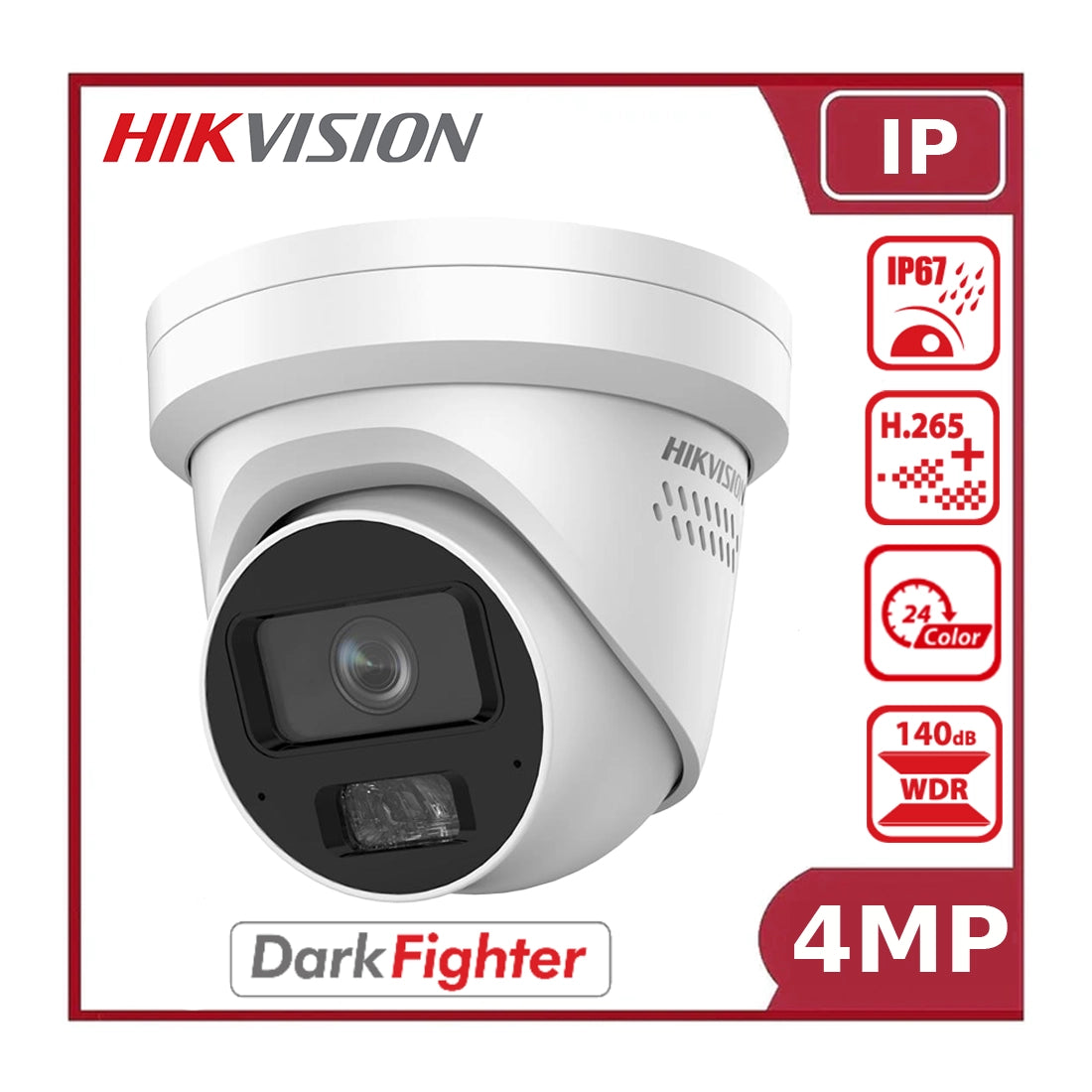 Hikvision iDS-2CD7347G0-XS (2.8MM) 4MP DarkfighterS DeepinView Fixed Turret Network Camera - NR