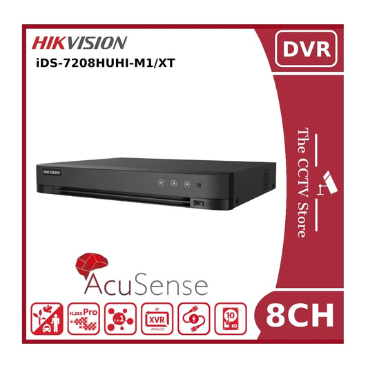 Hikvision iDS-7208HUHI-M1/XT Upto 8MP 4K-Lite AcuSense 8Ch Turbo HD Hybrid DVR With TVI Two-Way Audio Technology Support