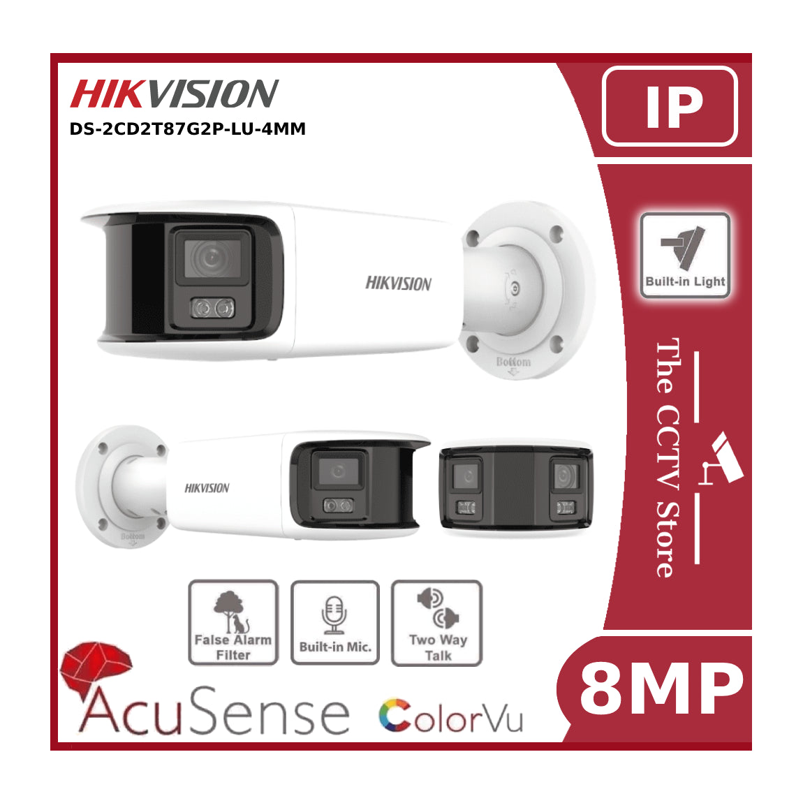 8MP HIKVISION DS-2CD2T87G2P-LSU/SL(4MM)(C) 4K Panoramic ColorVu Bullet Network Camera