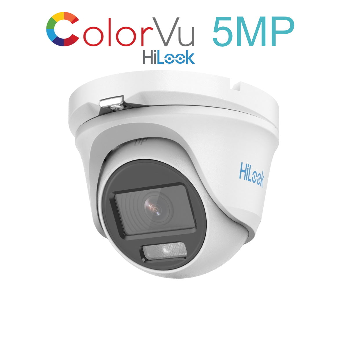 THC-T159-MS 2.8mm HiLook 5MP 3K ColorVu HD-TVI analogue turret camera with built-in mic and 20m LED