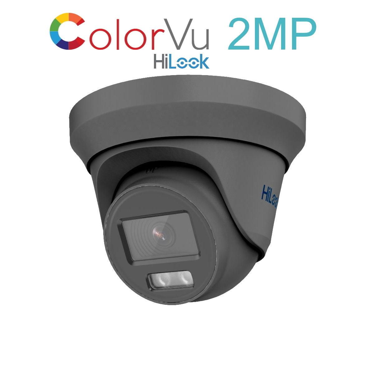 THC-T229-M 2.8mm HiLook 2MP 1080P HD-TVI ColorVu analogue turret camera with 40m LED in white or grey