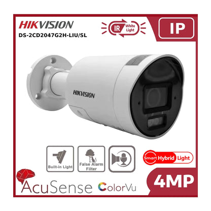 4MP Hikvision DS-2CD2047G2H-LIU/SL Smart Hybrid ColorVu and IR AcuSense Mini Bullet Camera with 2-Way Audio
