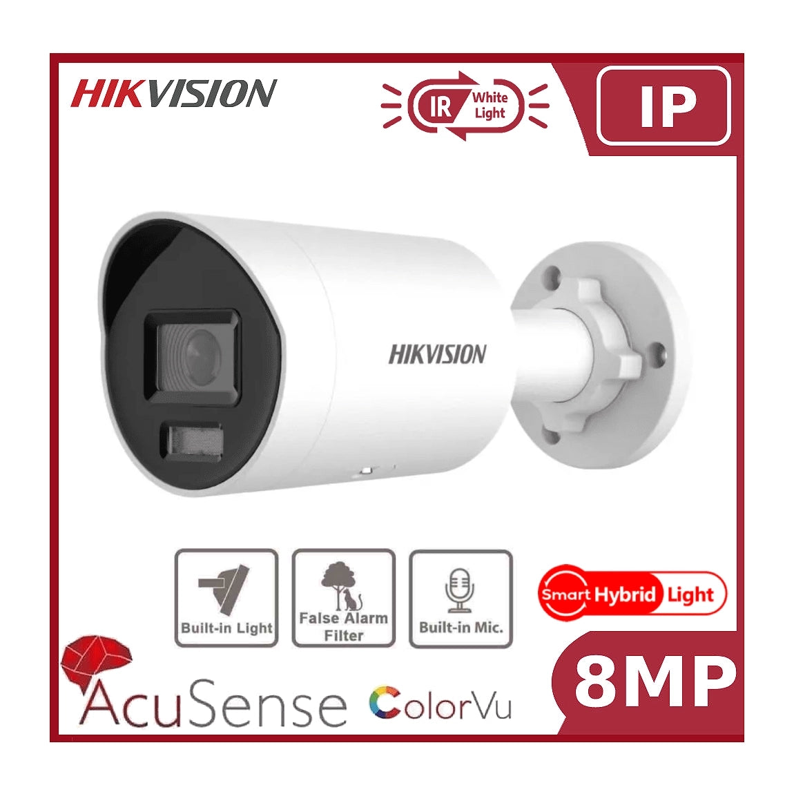 8MP Hikvision DS-2CD2087G2H-LIU 4K Smart Hybrid ColorVu and IR AcuSense Mini Bullet Camera