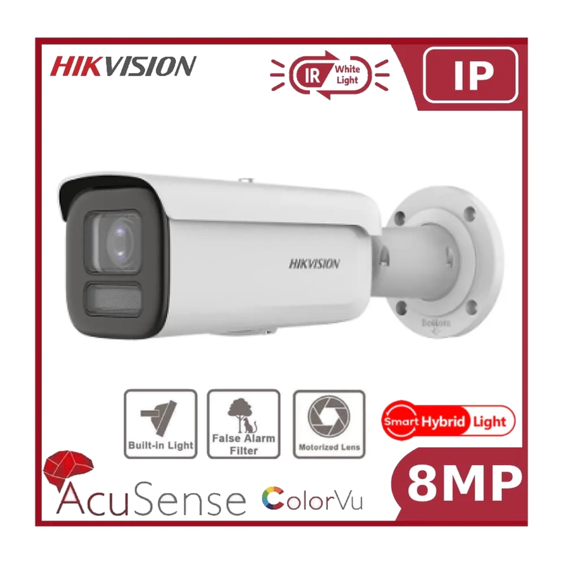 Hikvision DS-2CD2687G2HT-LIZS 8MP Hybrid ColorVu and IR Acusense Bullet 2.8-12mm