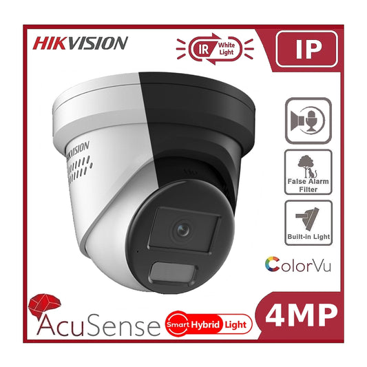 4MP Hikvision DS-2CD2347G2H-LISU/SL Smart Hybrid ColorVu and IR Acusense Turret Camera, 2-Way Talk