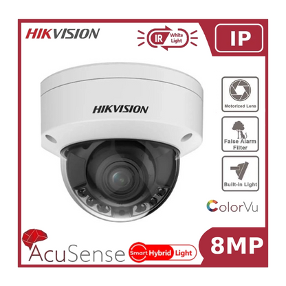 Hikvision DS-2CD2787G2HT-LIZS 8MP Hybrid ColorVu and IR Acusense Dome Camera 2.8 - 12mm