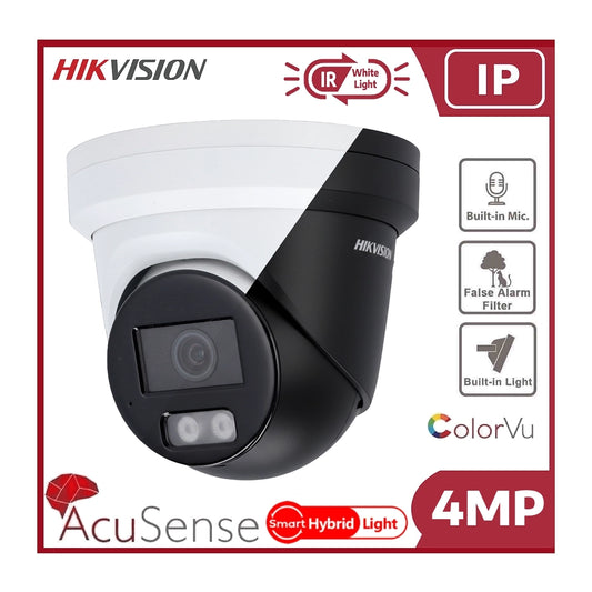4MP Hikvision DS-2CD2347G2H-LIU 4MP Smart Hybrid ColorVu and IR Acusense Turret Camera