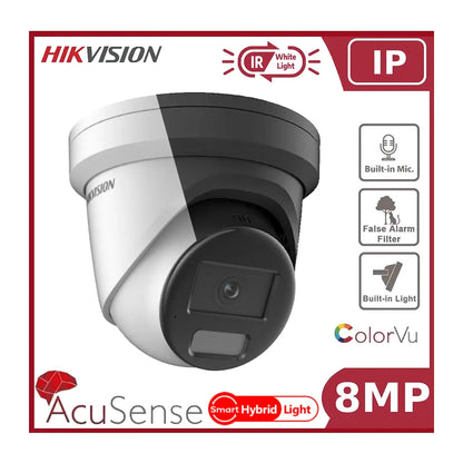 8MP Hikvision DS-2CD2387G2H-LIU 4K Smart Hybrid ColorVu and IR Acusense Turret Camera