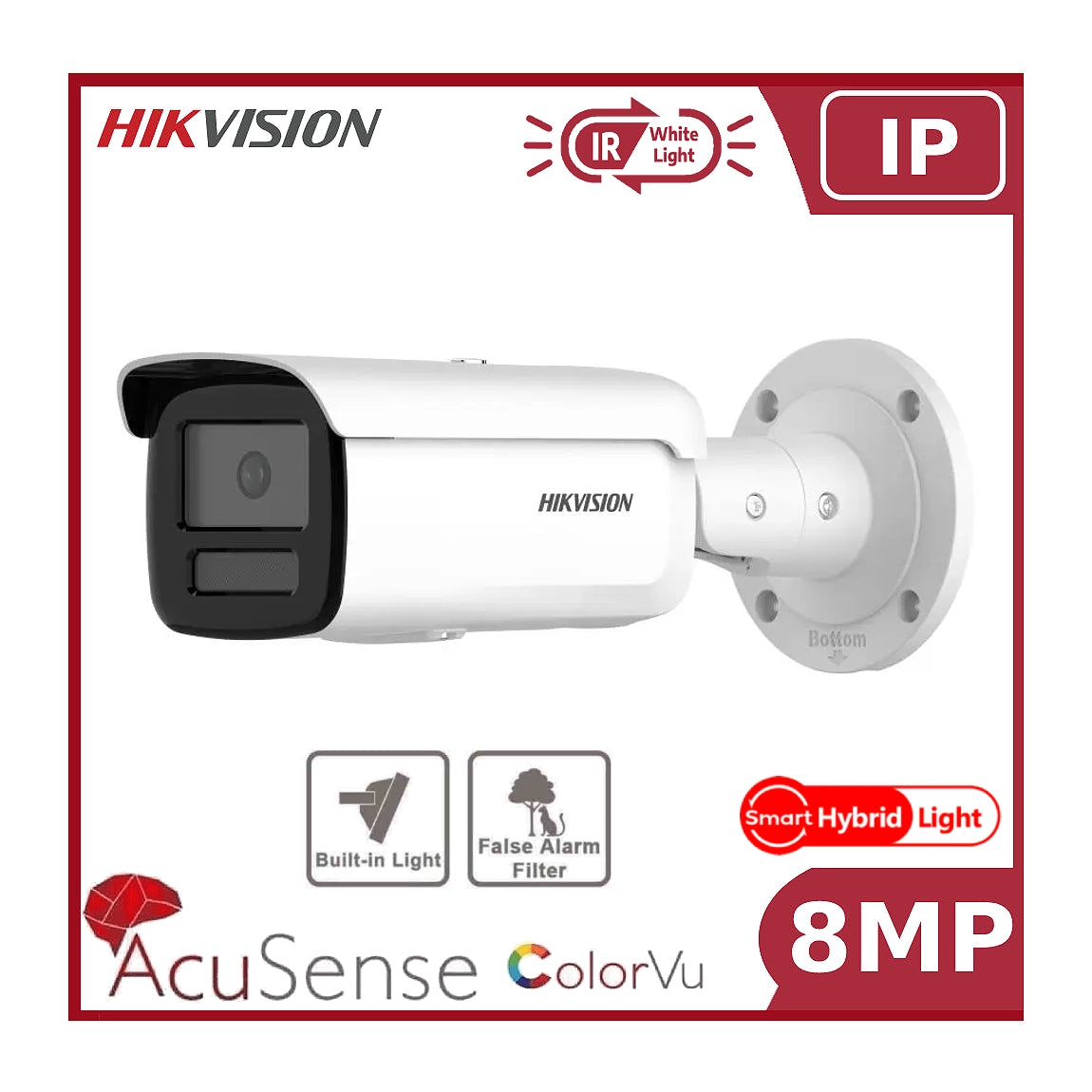 8MP Hikvision DS-2CD2T87G2H-LI 4K Smart Hybrid ColorVu and IR Acusense Turret Camera 2.8MM