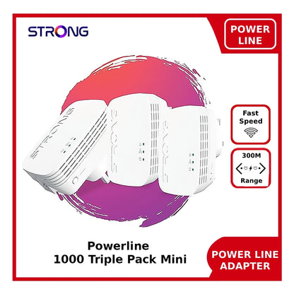 STRONG Powerline 1000 Mini Triple Pack – High-Speed AV1000 Ethernet over Powerline Adapters
