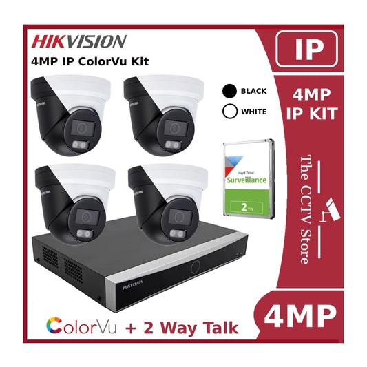 Hikvision 4MP 4CH IP ColorVu Kit with 8CH AcuSense NVR and 2TB HDD