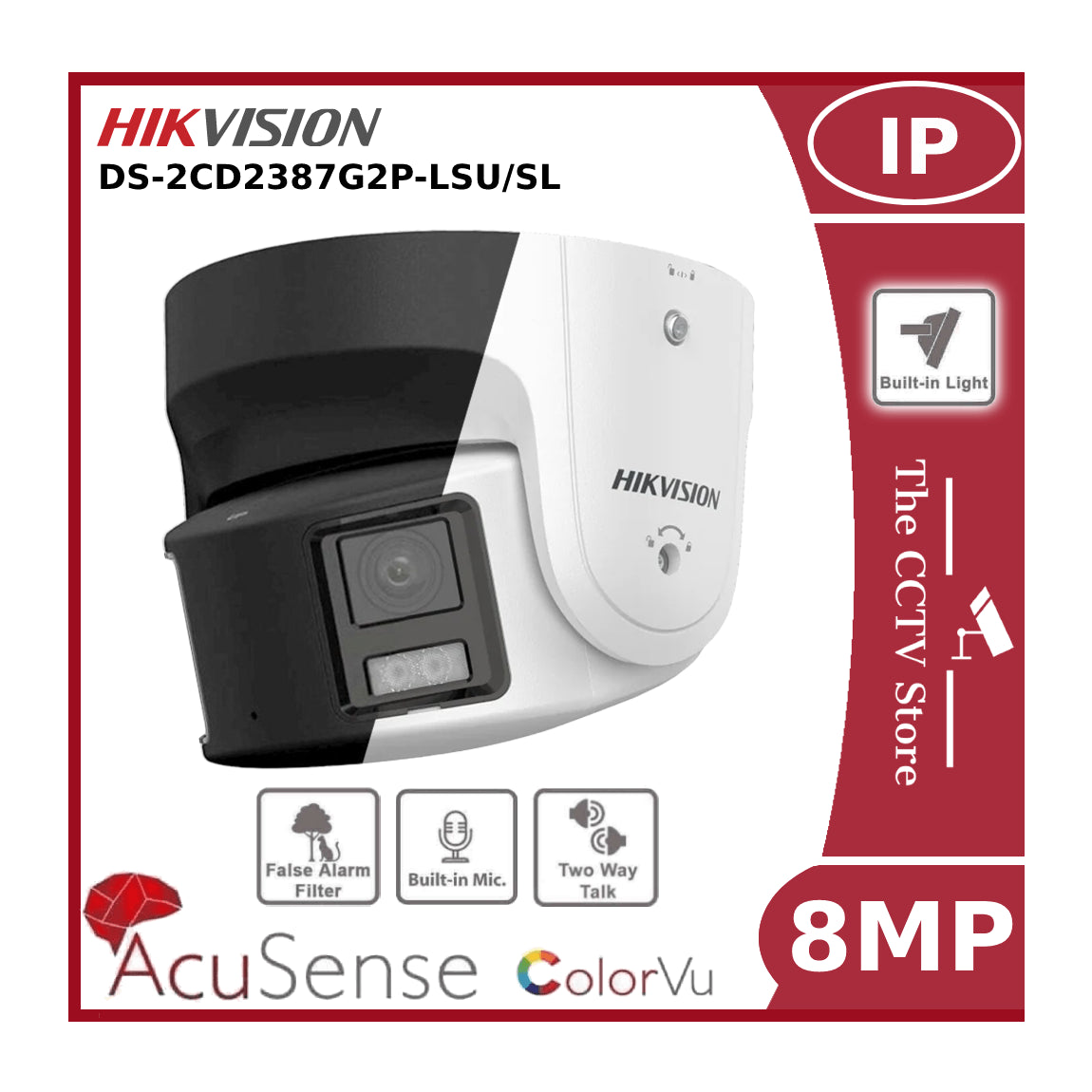8MP HIKVISION DS-2CD2387G2P-LSU/SL(4MM)(C) 4K Panoramic ColorVu Turret Network Camera