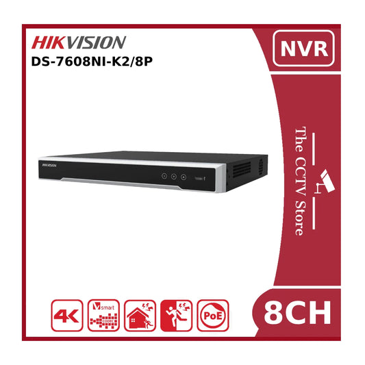 Hikvision DS-7608NI-K2/8P (B) 8MP 4K 8 Channel PoE NVR With 2HDD Bays