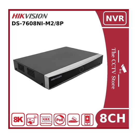 Hikvision DS-7608NI-M2/8P 12MP PoE 8 Channel 8K NVR With 2HDD Bays & 8PoE Ports