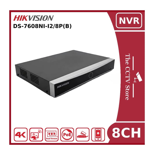 Hikvision DS-7608NI-I2/8P 12MP PoE 8 Channel NVR With 2HDD Bays & 8PoE Ports