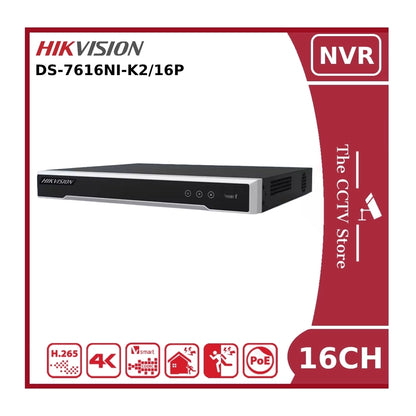 Hikvision DS-7616NI-K2/16P 12MP PoE 16 Channel NVR With 2HDD Bays