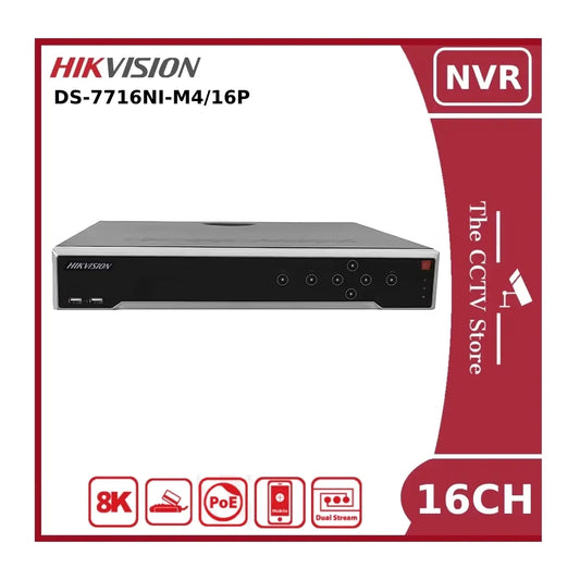 Hikvision DS-7716NI-M4/16P 32MP 8K 16 Channel NVR With 4 HDD Bays