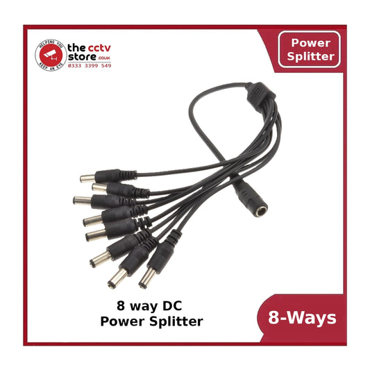 DC Power Splitter 8-Way Adapter – 2.1mm 12V CCTV PSU to 8 Camera Power Cable