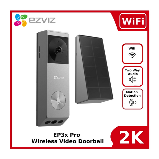 EZVIZ EP3x 2K Battery Powered Pro Wireless WIFI Video Doorbell Kit with Solar Panel