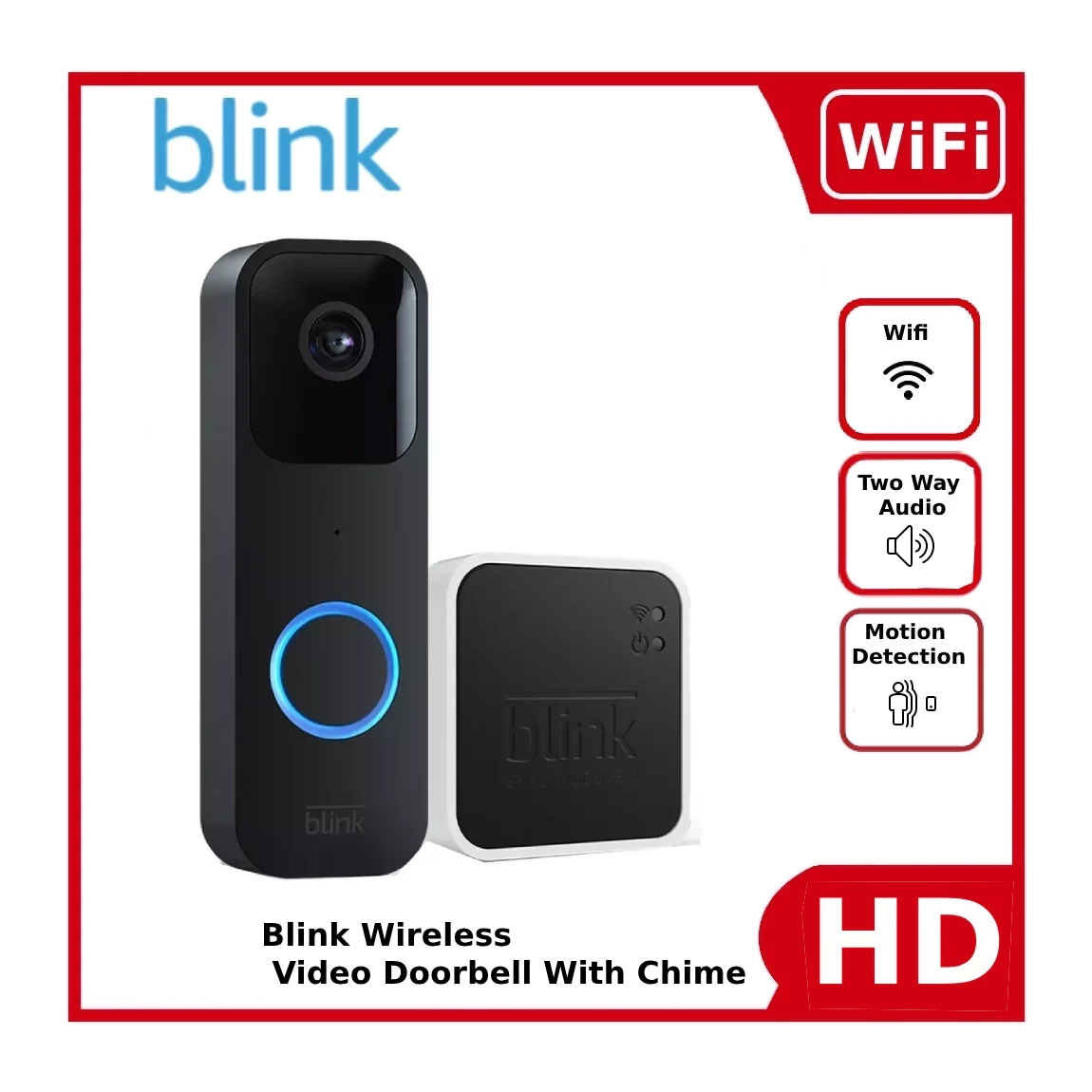 Blink WiFi Video Doorbell With 2 Way Audio, Motion Detection, With Chime 1080P + Battery Powered Wireless Video Doorbell