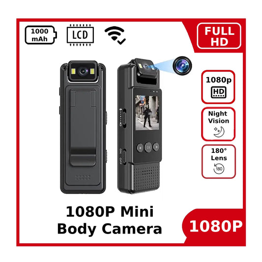 1080p Mini Body Camera - Full HD Night Vision 180° Lens WiFi Enabled Body Camera
