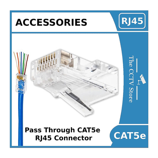 CAT5e Pass Through Plug - RJ45 Pass through Crimp Connector for CAT5e Ethernet Cable