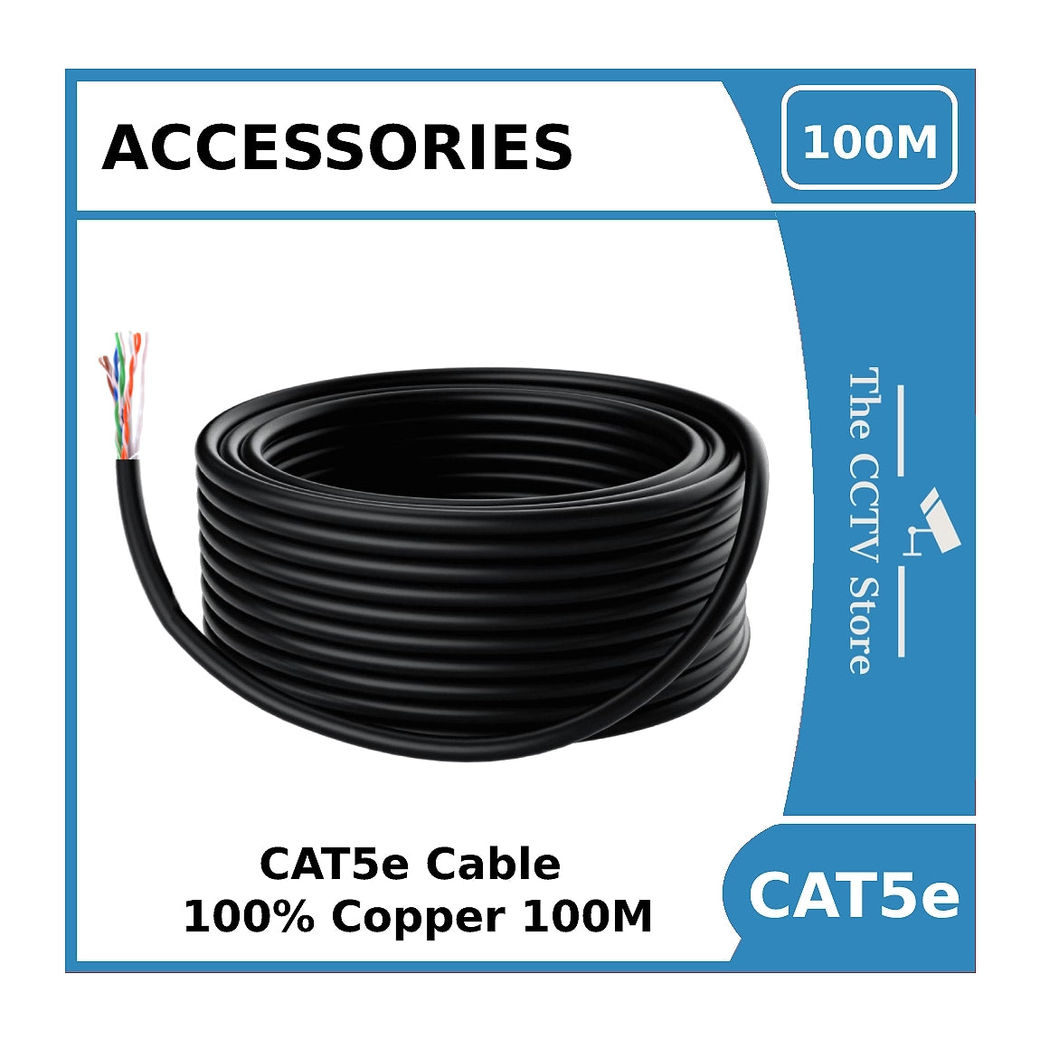 CAT5e Full Copper Outdoor UTP Networking Cable - Black - 100m
