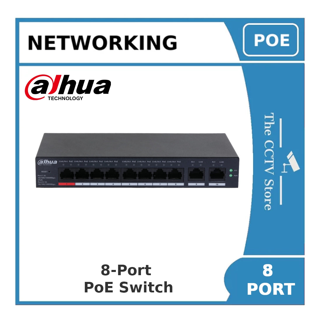 Dahua DH-CS4010-8GT-110 10-Port Cloud Managed Desktop Gigabit Switch with 8-Port PoE