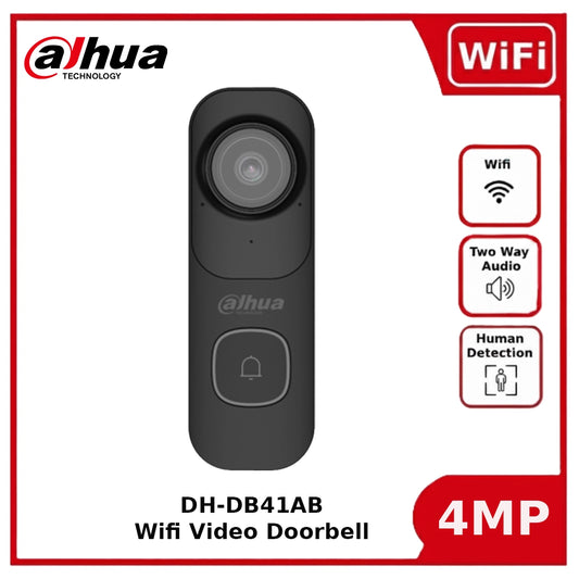 Dahua DH-DB41AB 4MP Smart Wi-Fi Video Doorbell with Two-Way Audio & Human Detection