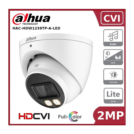 Dahua HAC-HDW1239TP-A-LED 2MP Full-Color HDCVI Fixed Eyeball Camera with Audio