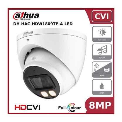 8MP Dahua DH-HAC-HDW1809TP-A-LED 4K Full-Colour HDCVI Eyeball Camera