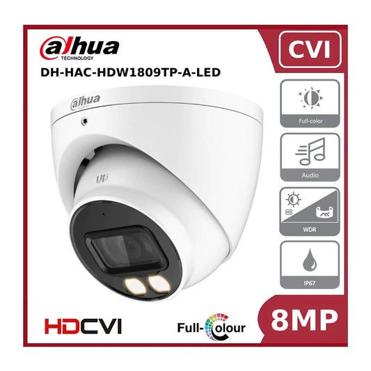 8MP Dahua DH-HAC-HDW1809TP-A-LED 4K Full-Colour HDCVI Eyeball Camera