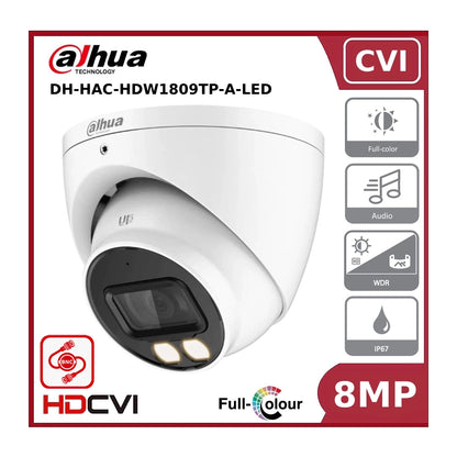 8MP Dahua DH-HAC-HDW1809TP-A-LED 4K Full-Colour HDCVI Eyeball Camera
